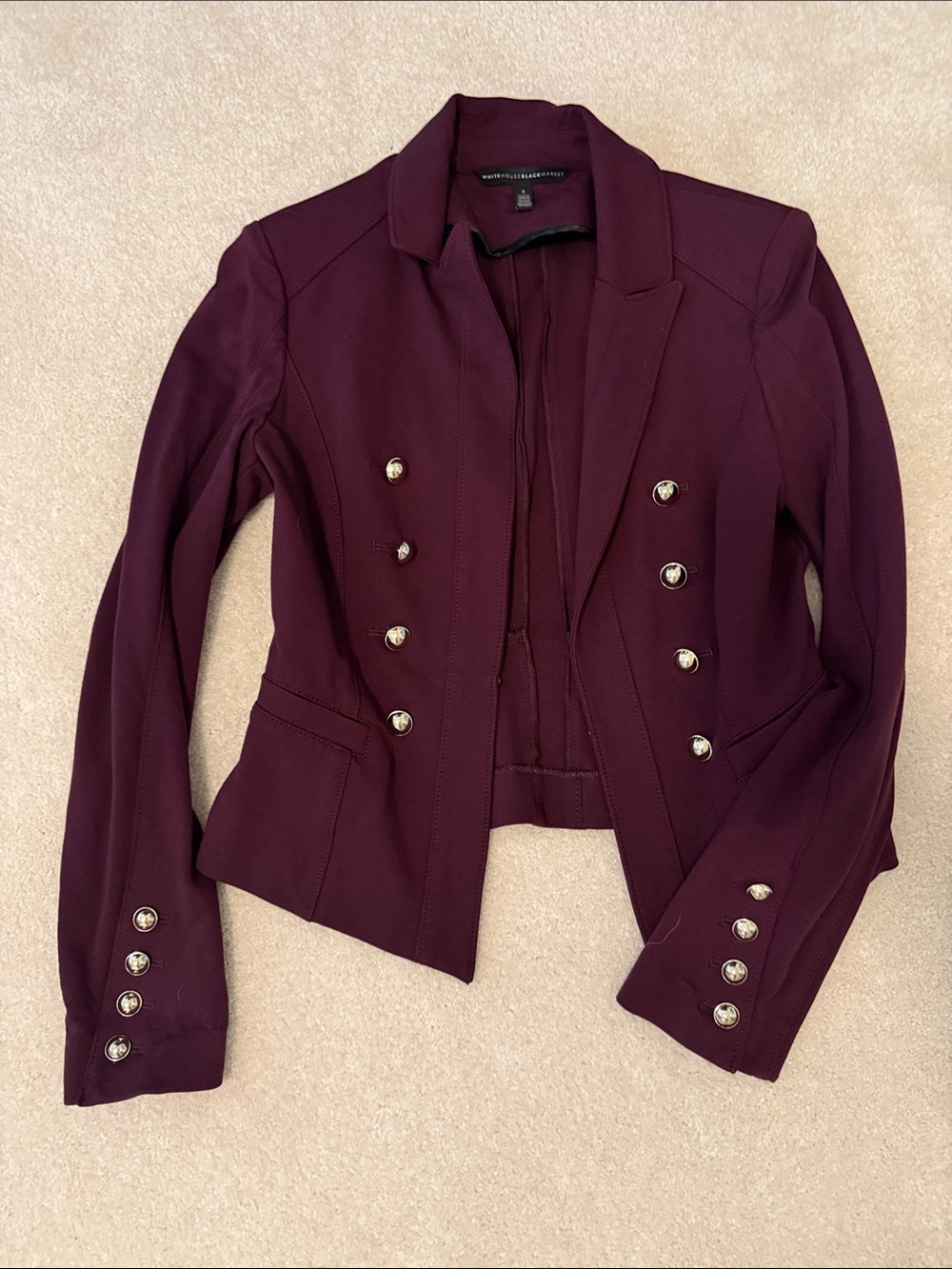 WHBM Burgundy Military-Style Blazer Jacket
